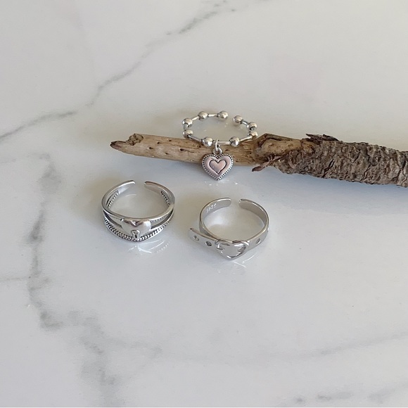 Heart ring, silver heart ring, stacking ring silver, silver stacking ring - Picture 7 of 7